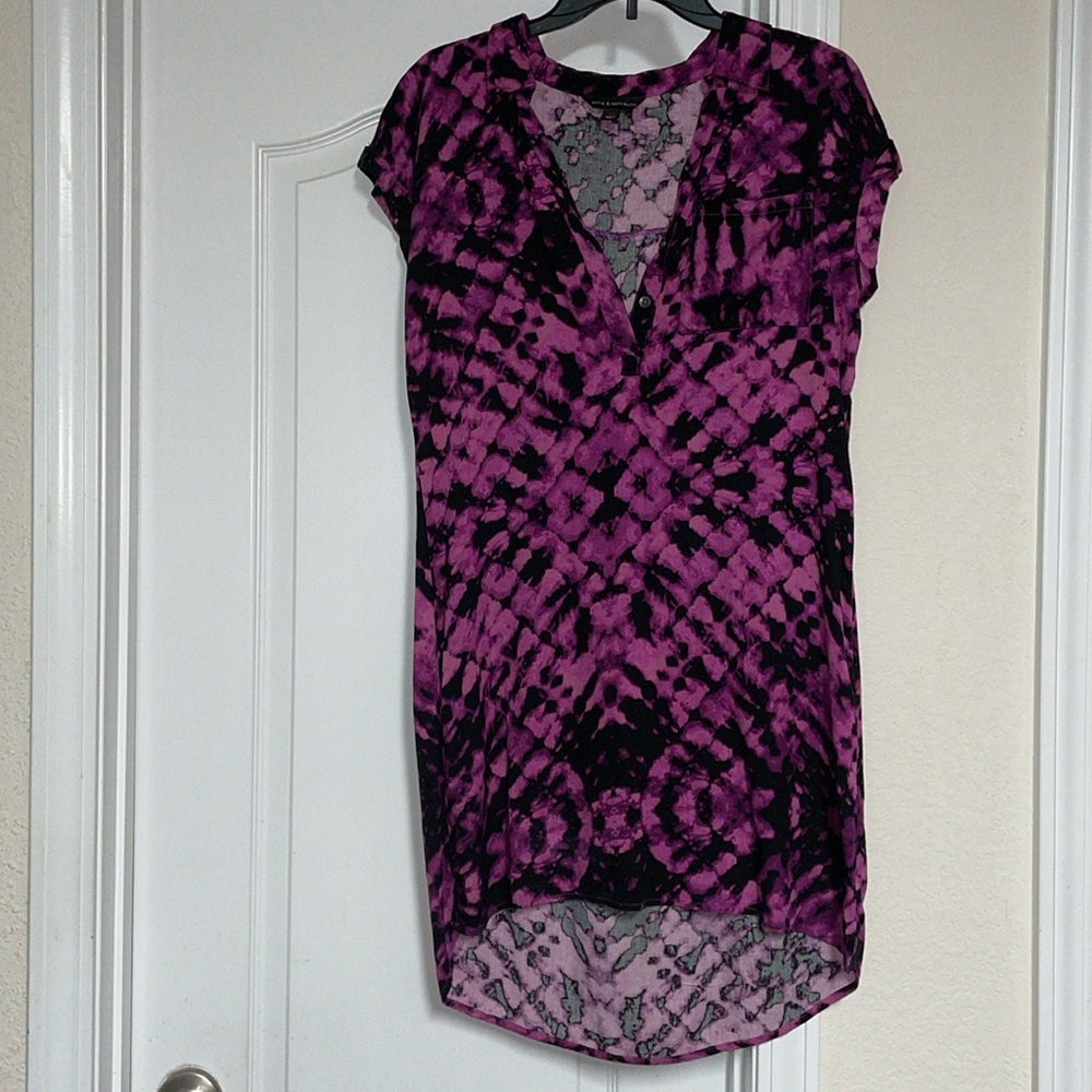 New, no tags. Rock & Republic shirt dress. Purple and black tye dye color. Sz XS